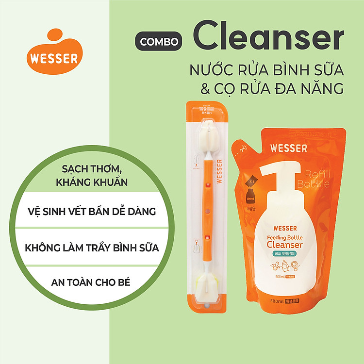 Combo nước rửa và dụng cụ vệ sinh Wesser Chính hãng Tiết kiệm - Hình ảnh 3