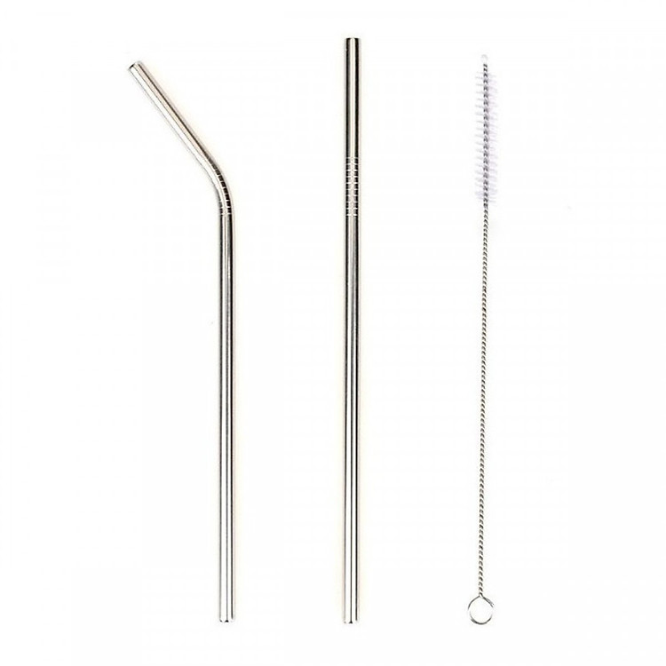 Combo 2 Ống Hút Kim Loại (Inox) Bằng Thép Không Gỉ + Cọ Làm Sạch Ống