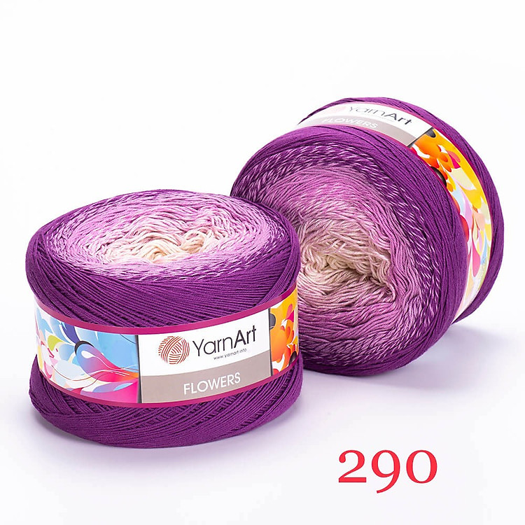 Len cotton cầu vồng Flowers - Nhập khẩu từ chính hãng Yarnart - 250gram dài 1000m (Bảng màu từ 301-320)