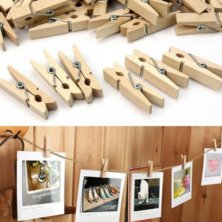 Combo 100 kẹp gỗ + 20m dây thừng treo ảnh