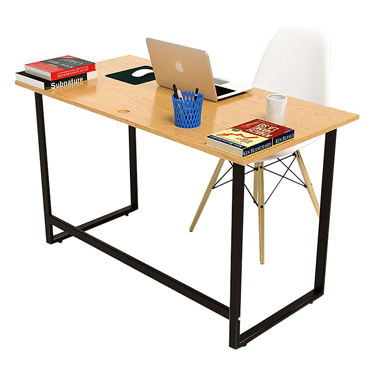 Bộ Bàn Oak-F Vân Sồi Chân Đen Và Ghế Eames Chân Gỗ Trắng IBIE TOOAFO12B-EAMSW