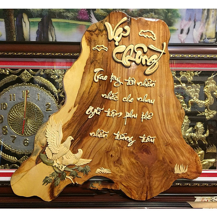 Tranh gỗ thư pháp Vợ Chồng