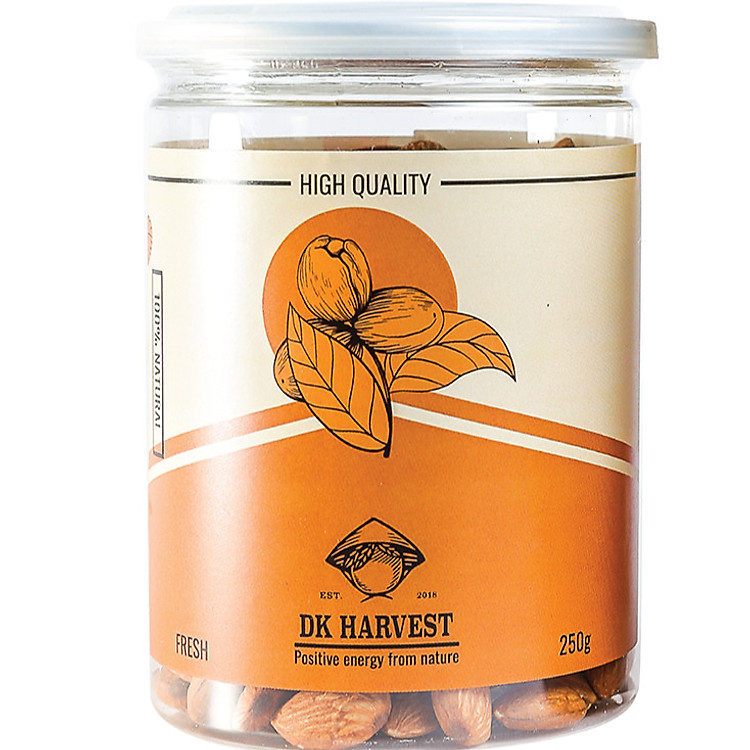 Hạt Hạnh Nhân Rang Mộc DK HARVEST Nhập Khẩu - Hàng loại 1 nguyên vị và không thêm phụ gia - 250g, 500g