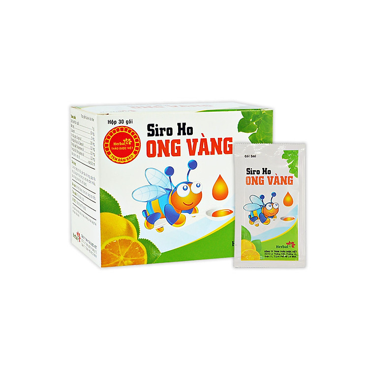 Siro Ho Ong Vàng - Giảm Ho, Viêm Họng, Khò Khè (Hộp 30 gói)