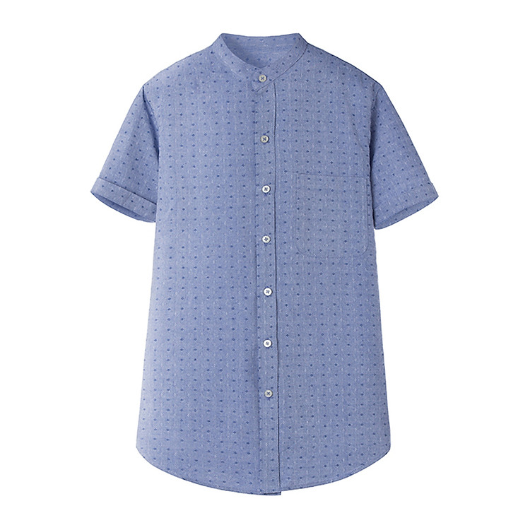 Áo Sơ Mi Nam Cổ Trụ Tay Ngắn THE COSMO Printed Shirt - Blue