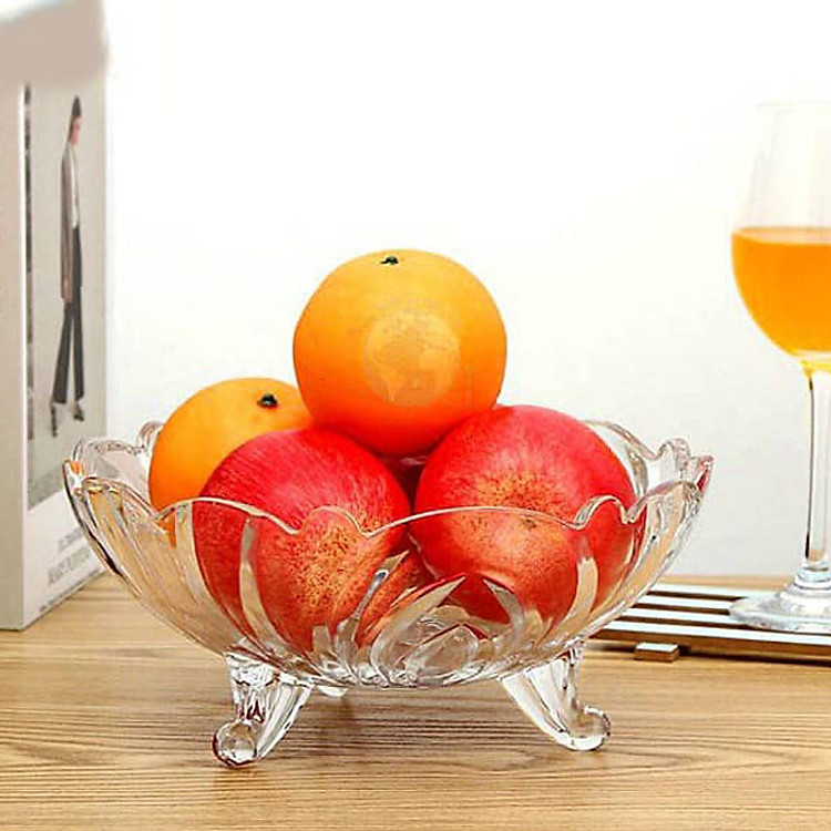 DĨA TRÁI CÂY THỦY TINH 3 CHÂN - KHAY ĐỰNG HOA QUẢ