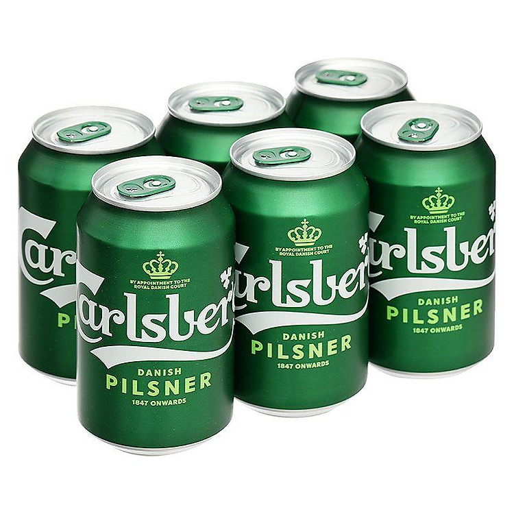 Lốc 6 Lon Bia Carlsberg Danish Pilsner 330ml/Lon