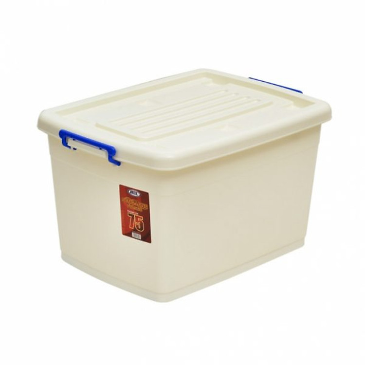 Thùng nhựa công nghiệp 75l đựng đồ đa năng có nắp đậy, có bánh xe Song Long- màu ngẫu nghiên