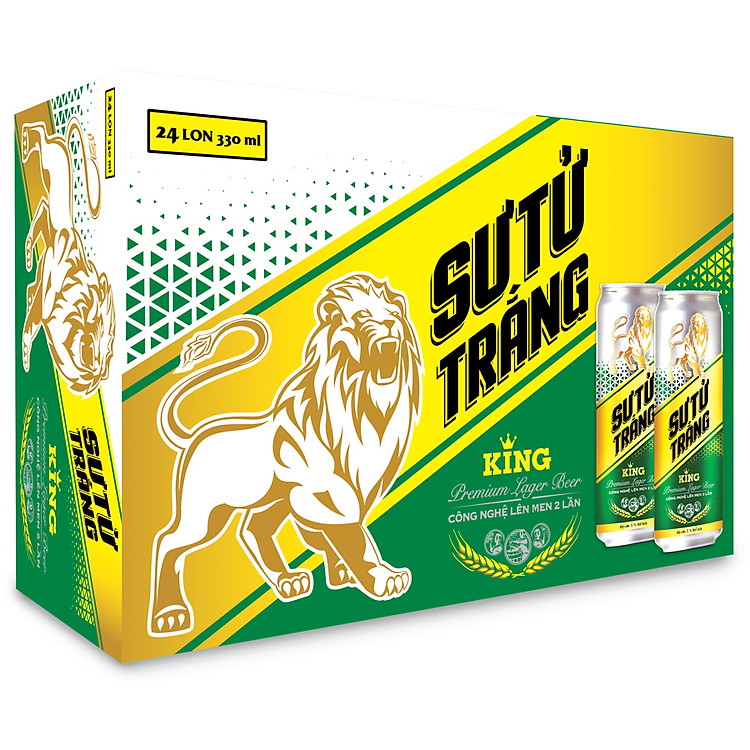 Thùng 24 Lon Bia Sư Tử Trắng King (Lon Cao) 330 ml
