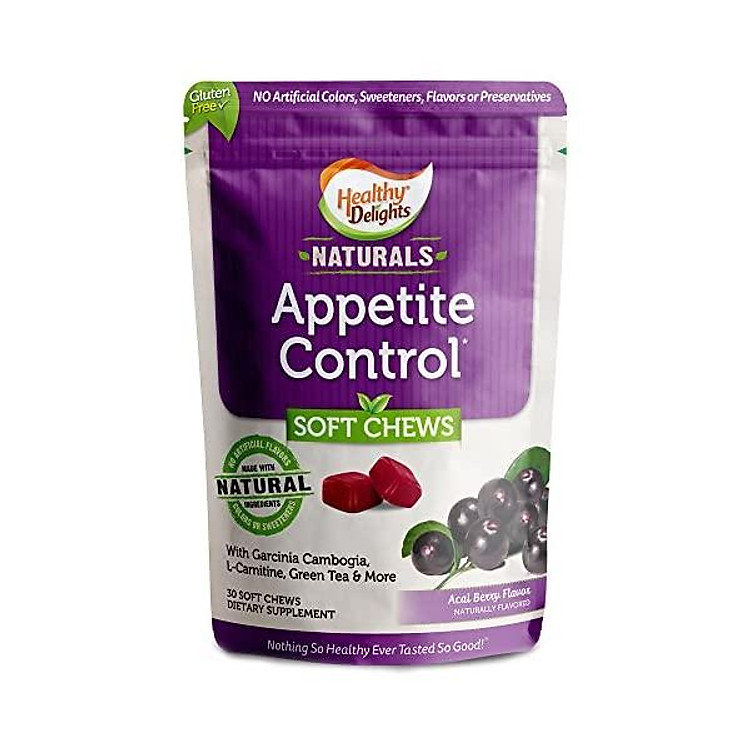 Healthy Delights Naturals, Appetite Control Soft Chews, Garcinia Cambogia, L Carnitine, Green Tea, White Kidney Bean Blend, Delicious Acai Berry Flavor, 30 Count