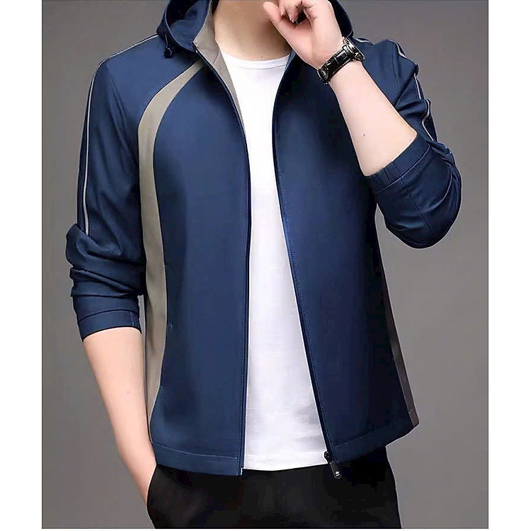 Áo khoác dù phối viền, chất dù dày dặn 2 lớp