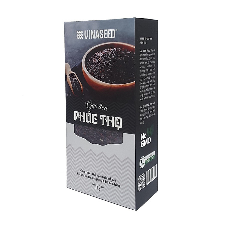 Hộp 01kg Gạo Phúc Thọ đen (Gạo lứt đen) - Tốt cho tim mạch và tiểu đường