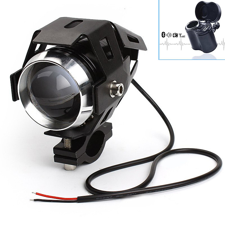 Đèn trợ sáng U5 dành cho xe máy_ Đèn trợ sáng_ Đèn trợ sáng cho motor + Tặng kèm 1 Sạc Điện Thoại Gắn Xe Máy Kèm Ổ Đựng Tẩu