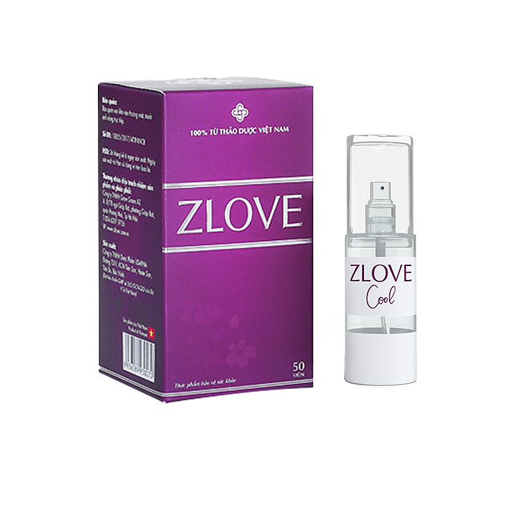 Set 2 Sản Phẩm Viên Uống Zlove - Se Khít Vùng Kín, Cân Bằng Nội Tiết Tố Nữ và Xịt Kháng Khuẩn ZLOVE Cool Nữ - Ngăn Ngừa Viêm Nhiễm Phụ Khoa