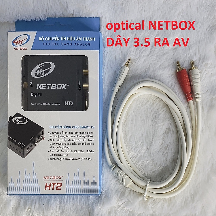 Bộ Chuyển Đổi Âm Thanh Digital NETBOX HT2,DÂY 3.5 RA 2 ĐẦU AV 1.8M - Hàng Chính Hãng