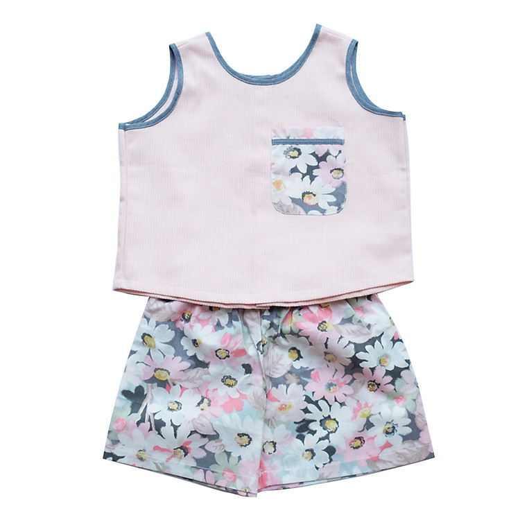 Set Áo Cam Nhạt Và Quần Hoa Pastel Bé Gái CucKeo Kids T31927