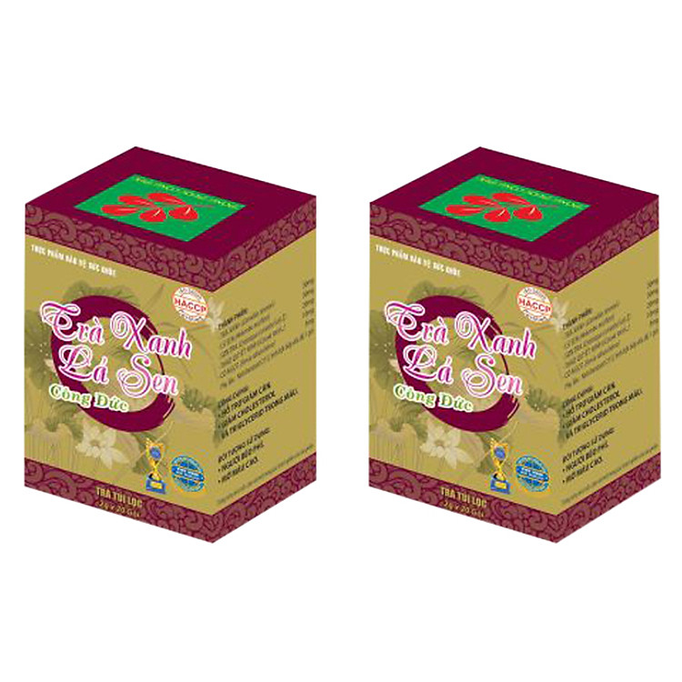 Combo 2 hộp Trà xanh lá sen Công Đức giúp giảm mỡ, cholesterol trong máu