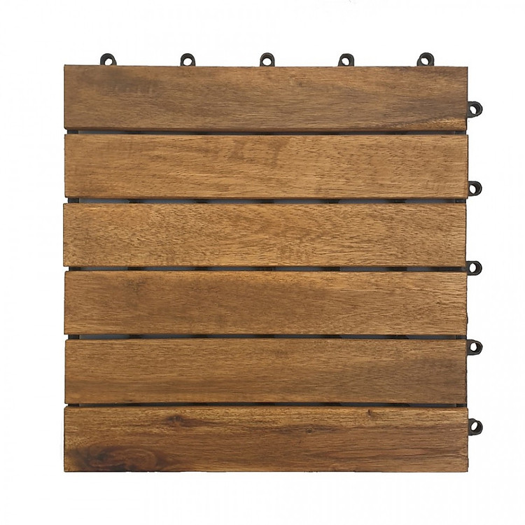 Bộ 30 tấm ván gỗ lót sàn 6 nan - nâu đỏ