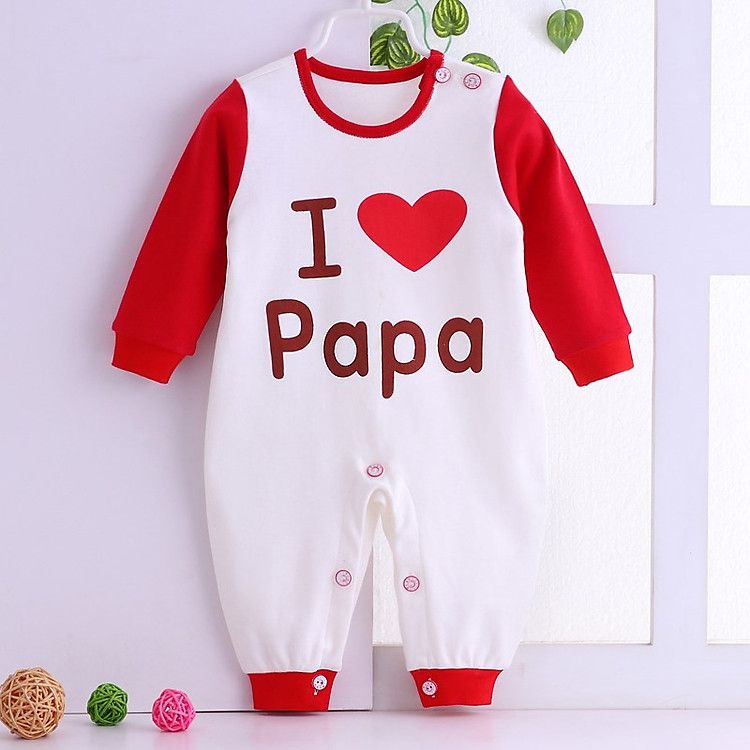 Bodysuit Áo Liền Quần Cho Trẻ Sơ Sinh Họa Tiết I Love Papa 00103