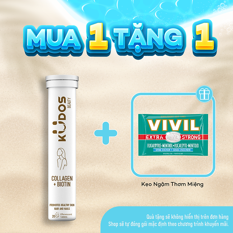 Thực phẩm bảo vệ sức khỏe KUDOS BEAUTY COLLAGEN + BIOTIN (20 viên/tuýp)