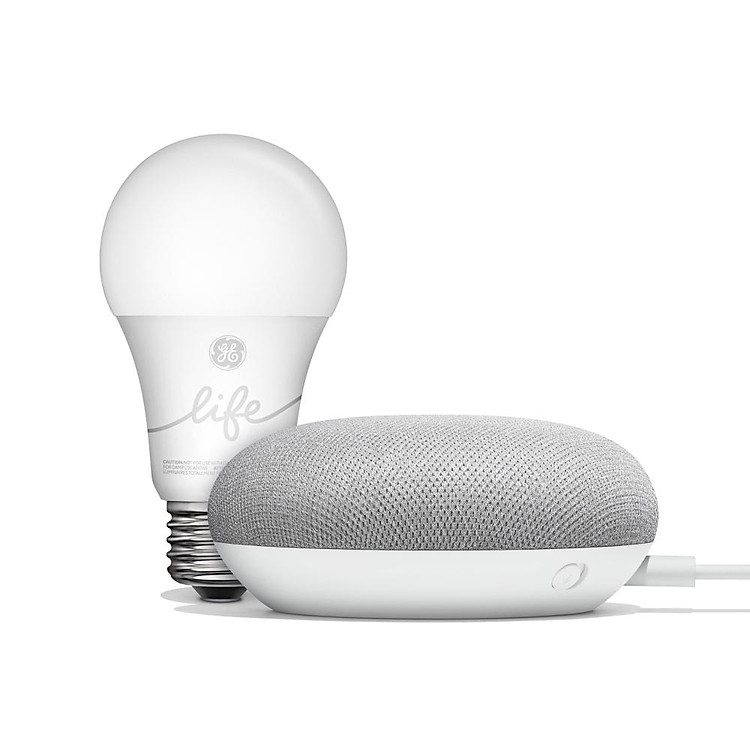 Bộ Kit Nhà Thông Minh Google Home Mini và Bóng Đèn General Electrics - Hàng Nhập Khẩu