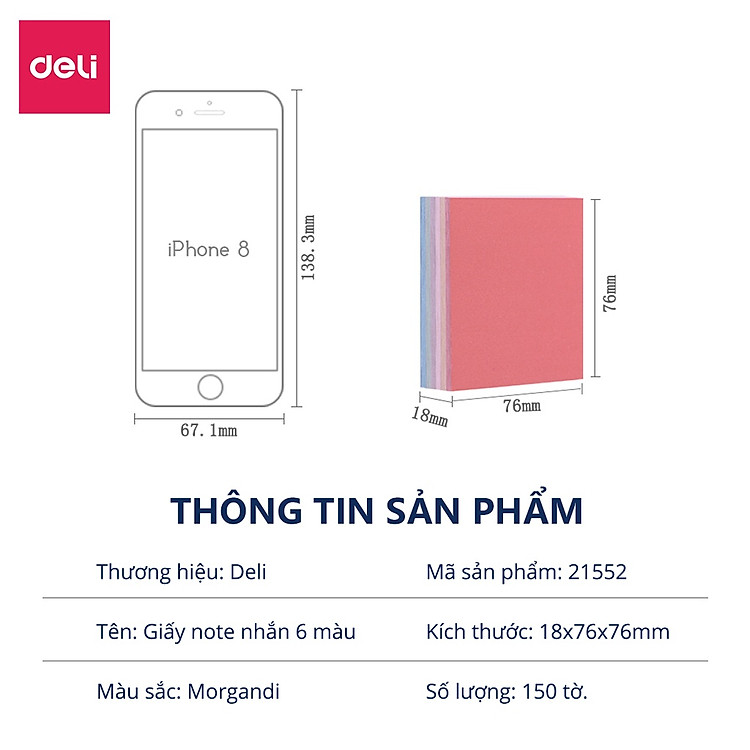 Giấy Note Deli 6 Màu (1 tệp) - Ảnh 4