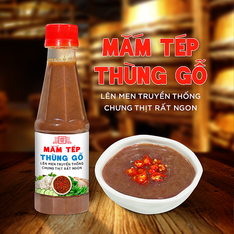 Mắm tép thùng gỗ Làng Chài Xưa chưng thịt rất ngon, lên men truyền thống chai 260g
