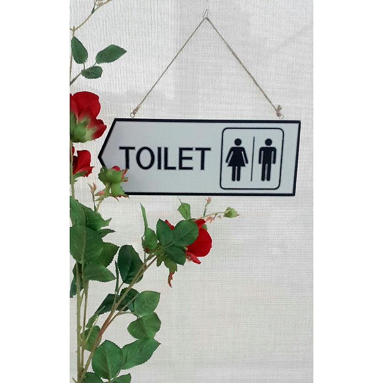 Bảng treo chỉ dẫn toilet hai mặt bằng gỗ in sơn