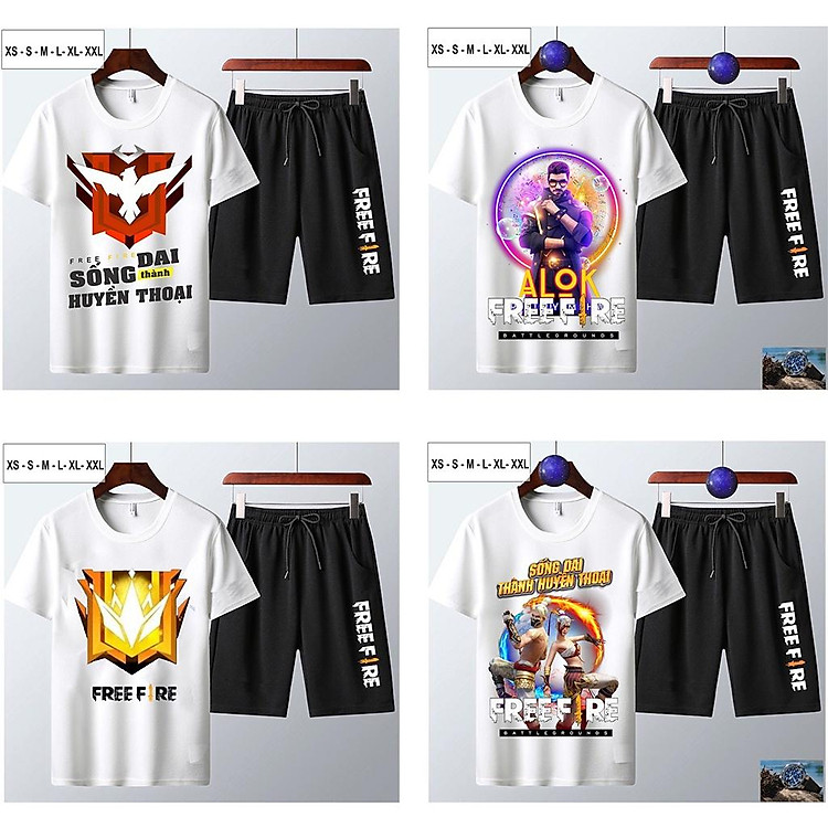 Bộ Áo Free Frie màu trắng cổ tròn + Quần Short nam cực đẹp in hình RANK HUYỀN THOẠI | SANS STORE