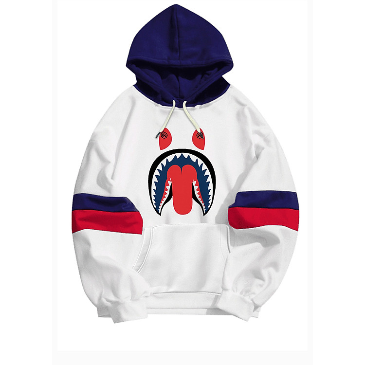 Áo Khoác Bape Áo Hoodie Bape Shark Unisex Nỉ Phối Tay Kép