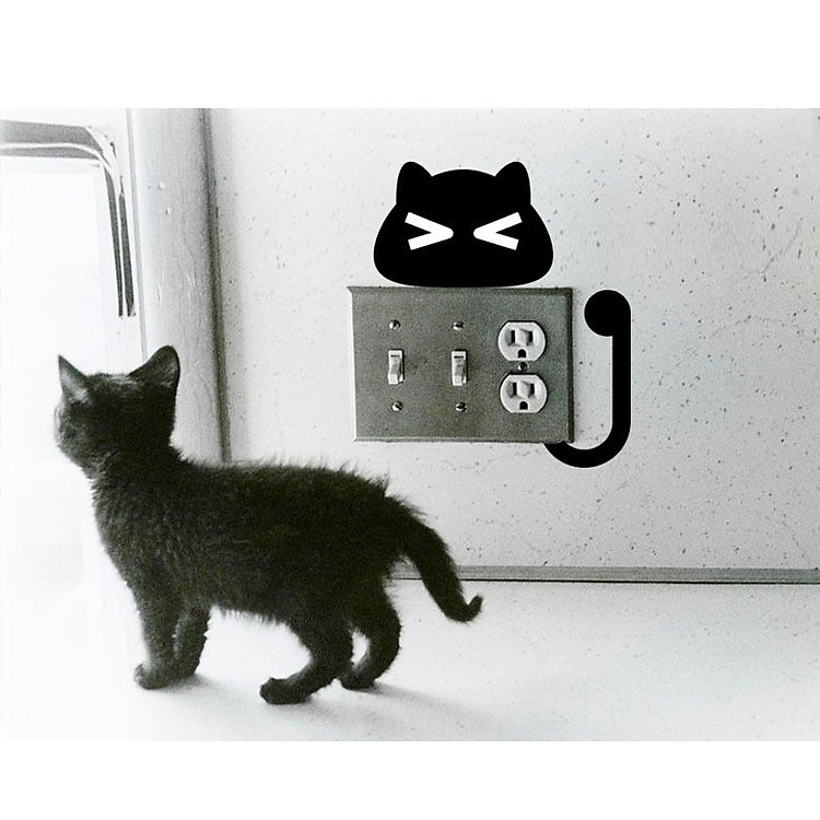 Hình Dán Công Tắc Mèo Đen (10 cái) - Ảnh 7