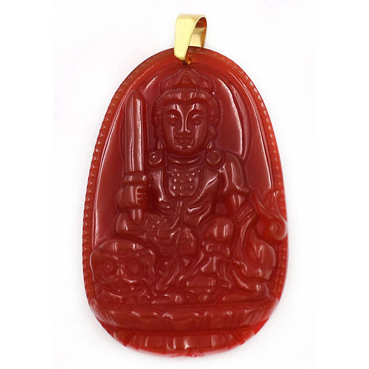 Mặt Phật Văn Thù Bồ Tát thạch anh đỏ 3.6cm - Phật bản mệnh tuổi Mão