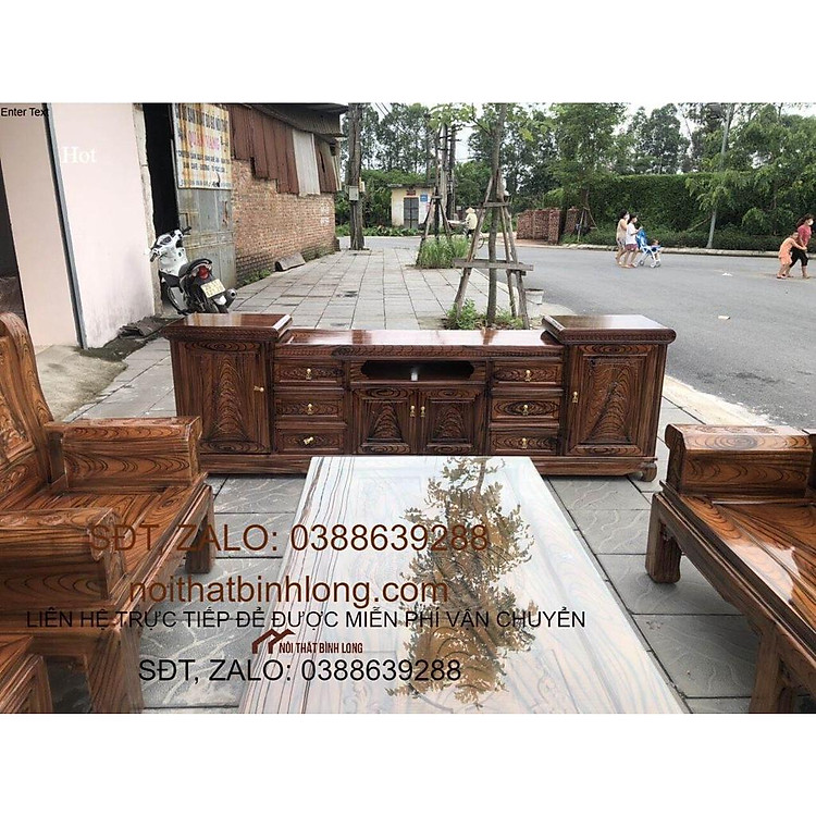 Combo bộ bàn ghế và kệ tivi gỗ xoan - Đồ Gỗ Bình Long 0388639288