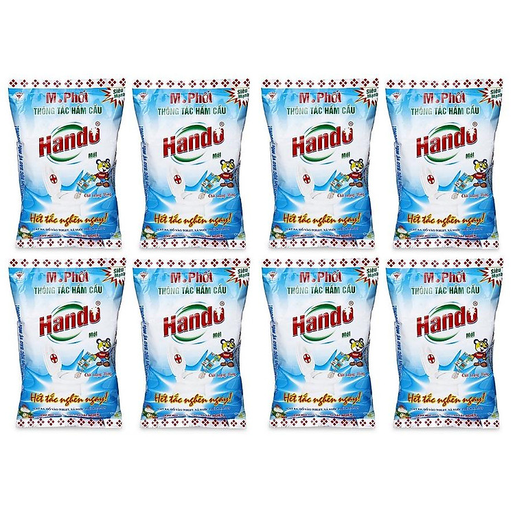 Bộ 8 gói bột thông tắc hầm cầu M. phốt 300g Hando