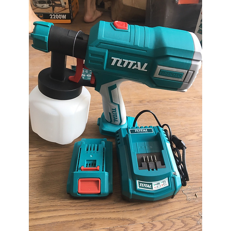 Bộ Súng Phun sơn dùng pin Lithium 20V + 1 Pin Lithium 20V/2Ah + 1 Sạc Pin Lithium 20V TOTAL TSGLI2001FBLI2001FCLI2001