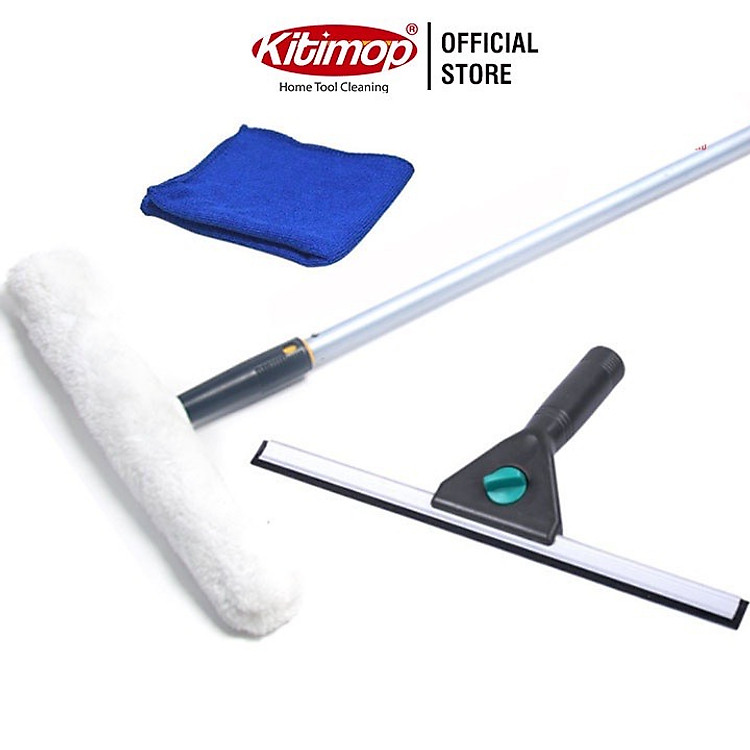 Bộ dụng cụ lau kính cán dài 1,2m Kitimop-A1 dùng làm sạch cửa kính cao dưới 3m - Hàng chuyên dụng nhập khẩu