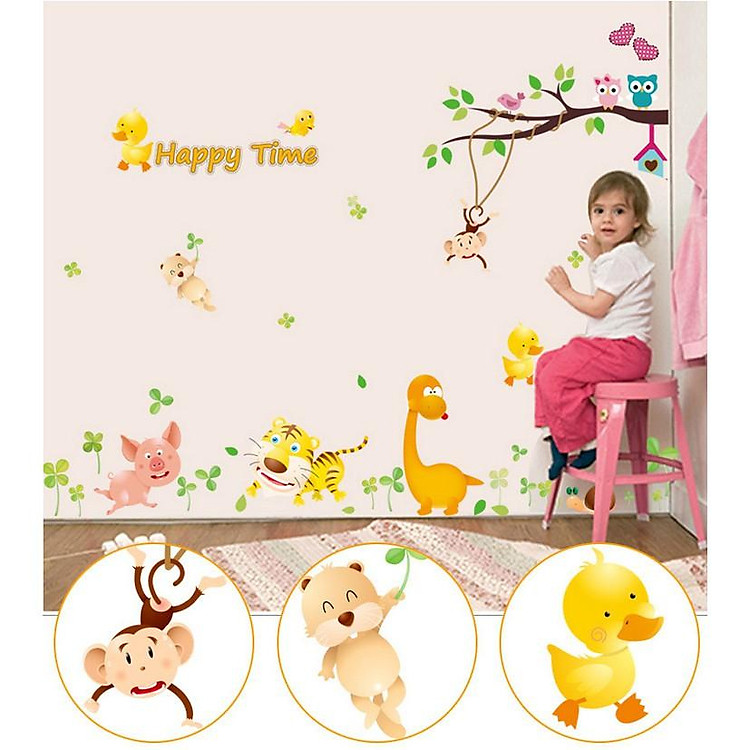 Sticker Decal Dán Tường Happy Time MJ8019