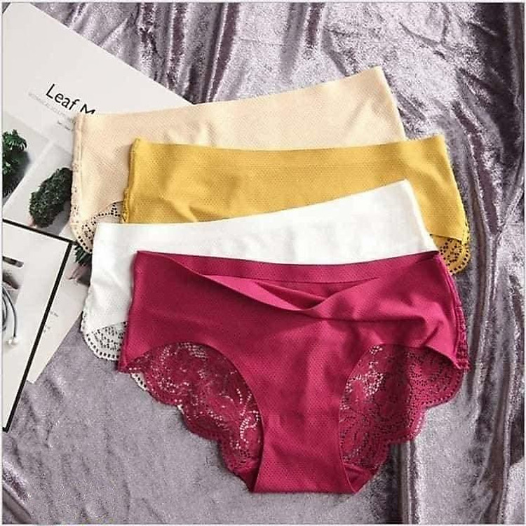 Combo 5 Quần Lót Nữ Su Thông Hơi Phối Ren V3 - Freesize 42-55kg - Nhiều Màu Ngẫu Nhiên - Tặng kèm set 10 dây cột tóc thời trang