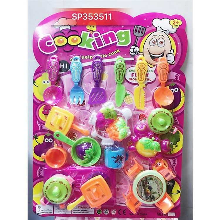 VỈ BẾP GAS ĐÔI + 2 NỒI+ 3 CHẢO + BÀN+ 4 GHẾ+ 2 LY+ TRÁI CÂY NHO, DÂU, CAM, 9HA6 (Vỉ)- SP353511