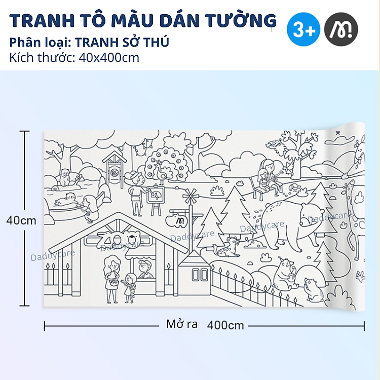 Cuộn tranh tô màu dán tường cho bé Chính hãng Giá tốt - Hình ảnh 3