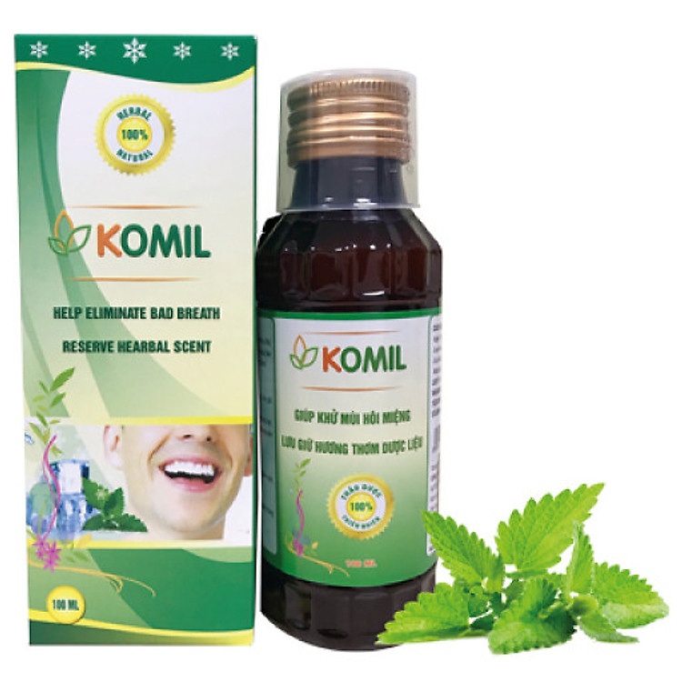 Nước ngậm thảo dược hỗ trợ trị hôi miệng Komil 100ml (hỗ trợ trị tận gốc nguyên nhân gây hôi miệng)