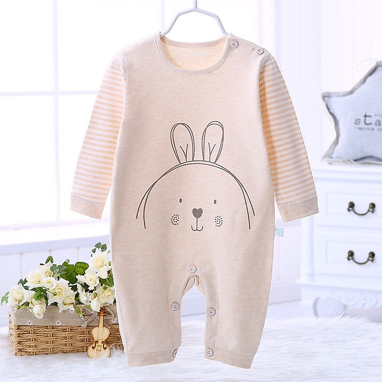 Áo liền quần cho bé cotton thun thoáng mát hình mặt cười đáng yêu 113