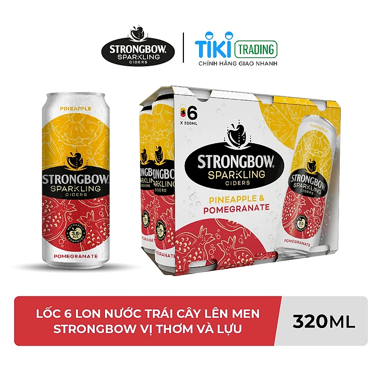 Lốc 6 Lon Nước Trái Cây Lên Men Strongbow Vị Thơm Và Lựu 320ml