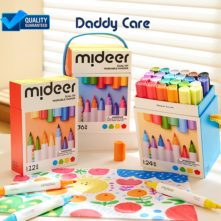 Bút màu 2 đầu Dual-Tip Washable Mideer (12 màu)
