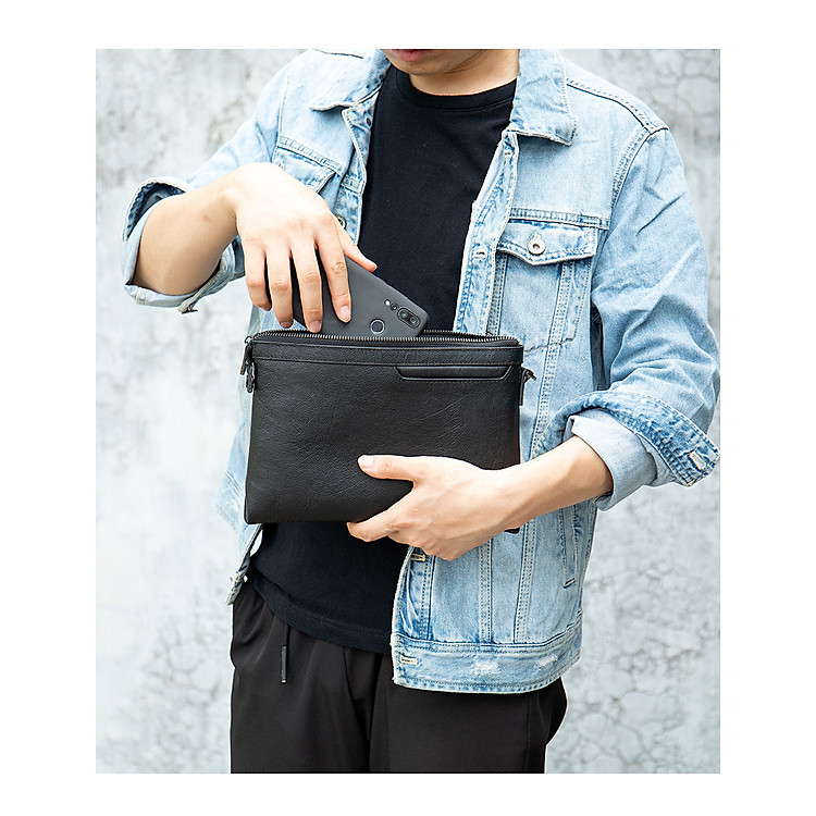 Clutch da thật - Ví cầm tay nam da bò BHM8697