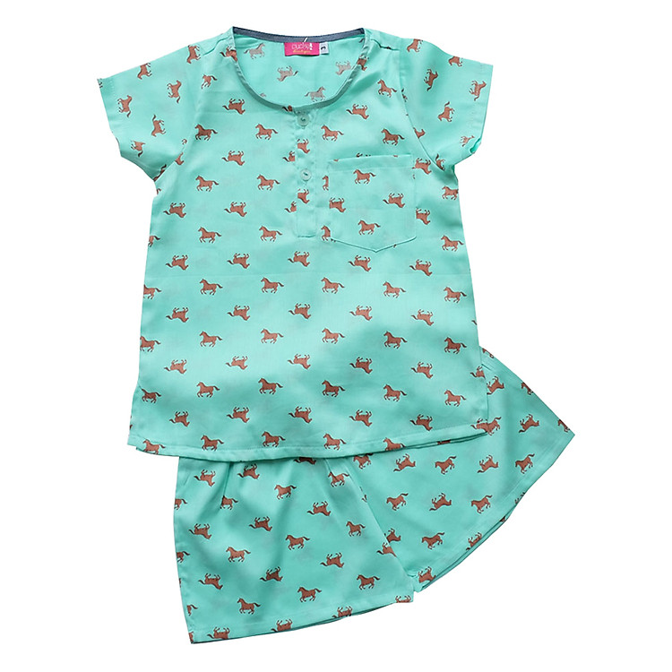 Pyjama Bé Trai In Ngựa Cuckeo Kids T61820 - Xanh Ngọc