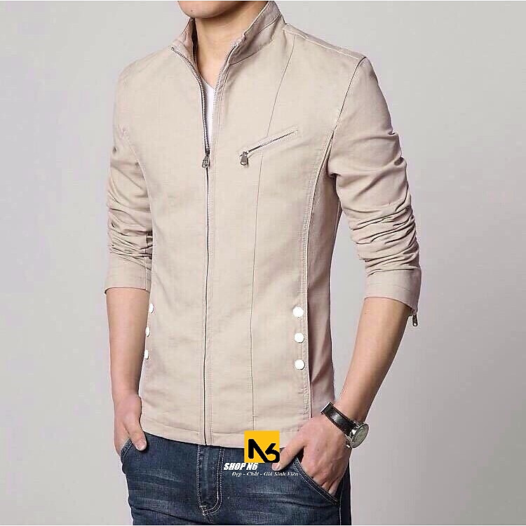 Áo Khoác Big Size Áo Khoác Kaki Nam Cổ Cao Hai Lớp Chống Nắng Chống Lạnh Phối Dây Kéo Ngực Giả Ves Hàn Quốc Cao Cấp ShopN6 - QK45