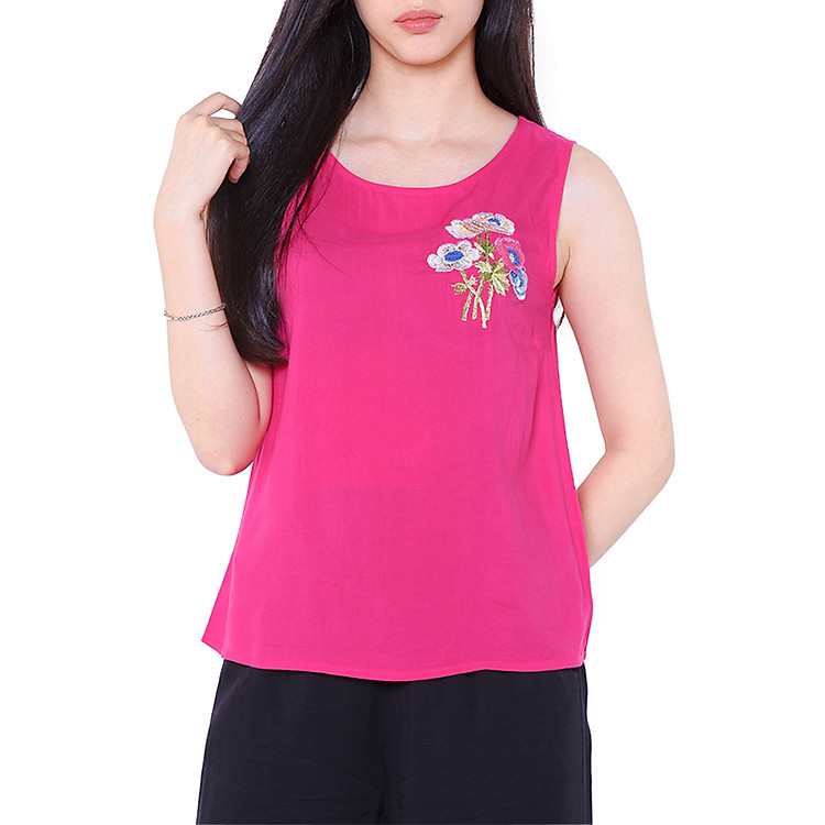 Áo lanh (Tole) Vicci Sát Nách AS002 Màu Hồng