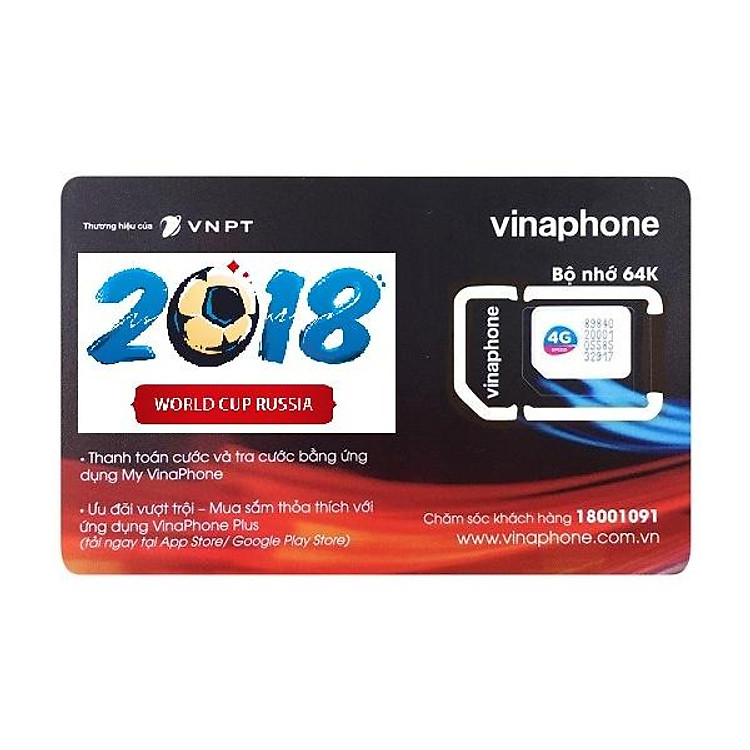 Sim 4G Vinaphone Worldcup 2018 (120GB - Đã kích hoạt) - Hàng chính hãng