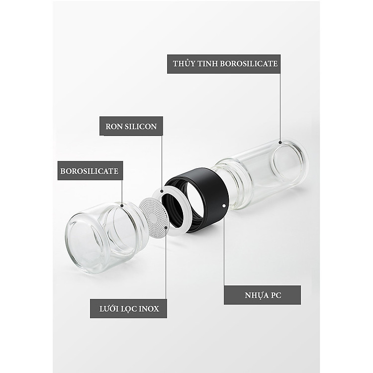 Bình lọc trà travel Samaglas C002C (238ml) - Nâu